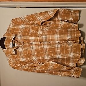 Womens flannel shirt Mustard and cream colors never worn no tags